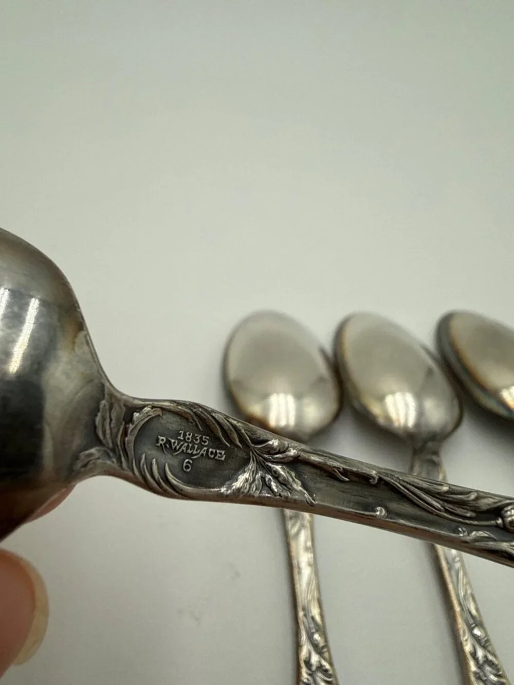 Vintage 1835 R. Wallace Silver Plated Floral Pattern Teaspoons set 6